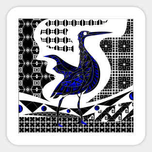 talavera egret bird ecopop in tribal wallpaper of porcelain arts Sticker